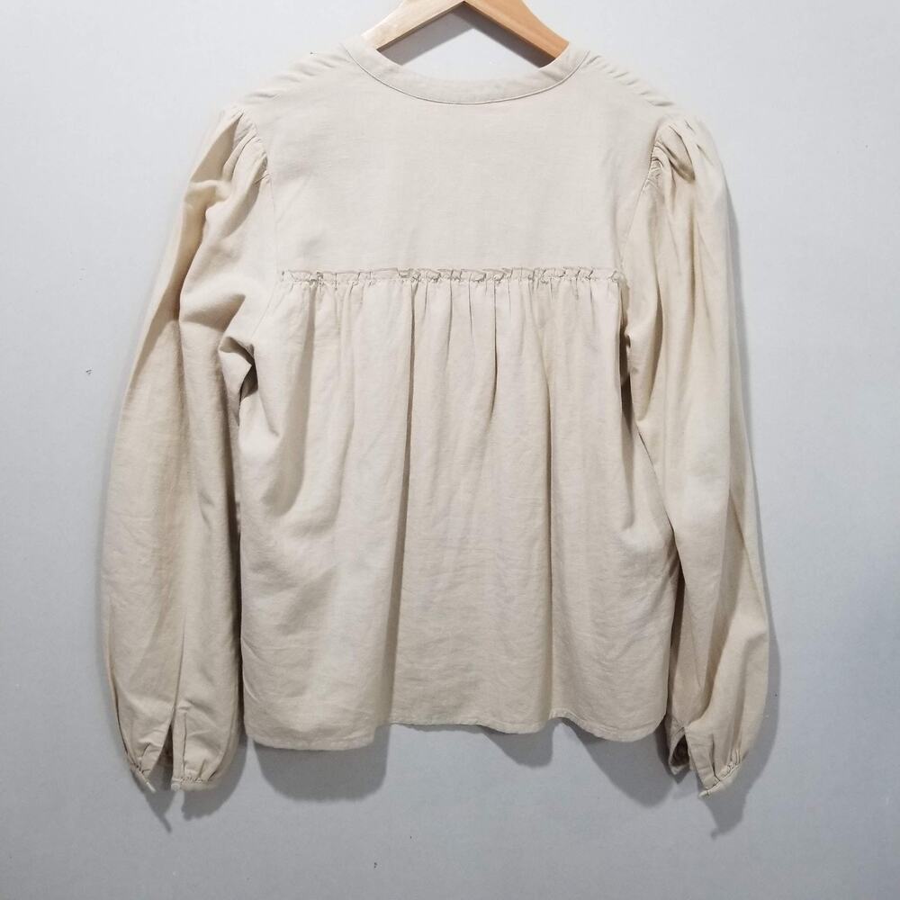 Tularosa Top Small Beige Embroidered Revolve Boho Peasant Floral Tassel Artsy - Picture 4 of 12